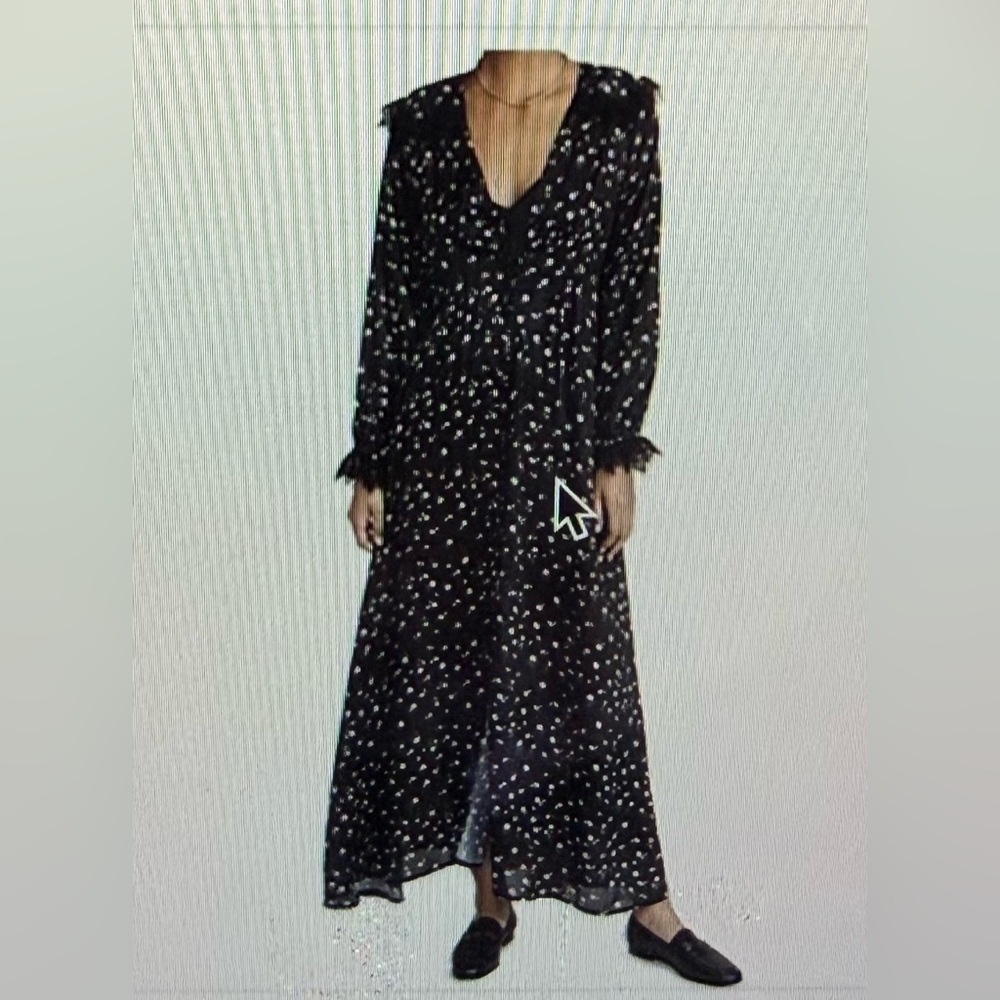 Elegant Black Floral Long Sleeve Dress